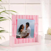 Back view of All of Me Loves Sandwich Frame - Anniversary Photo | Table Frame showcasing a romantic couple photo, perfect for wedding or anniversary decor.